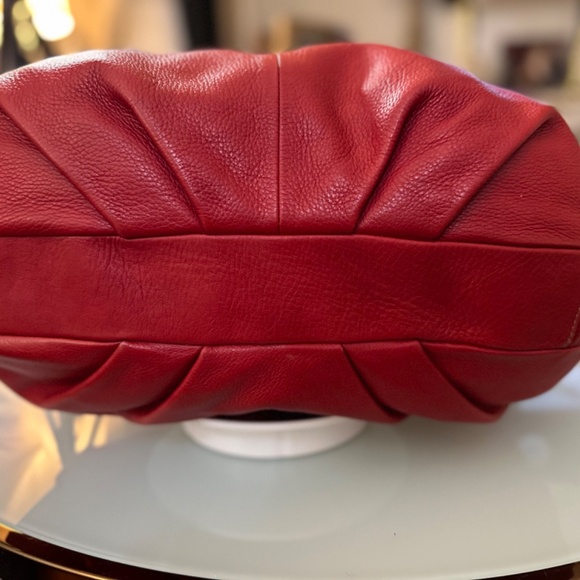 FURLA | Cherry Red Satchel w/Popping White on Black Polka Dot Interior - Picture 13 of 16